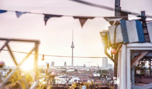 Aussicht vom Klunkerkranich auf den Berliner Fernsehturm